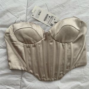Zara brand new corset color champagne satin effect